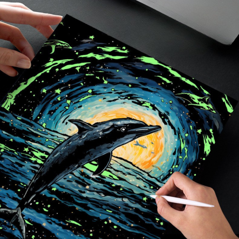 neon skretç rəsm "delfin"