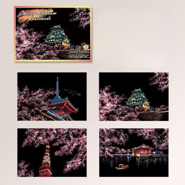 skret rəsm seti sakura, scratch art set