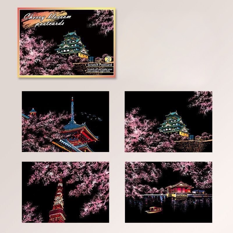 skret rəsm seti sakura, scratch art set