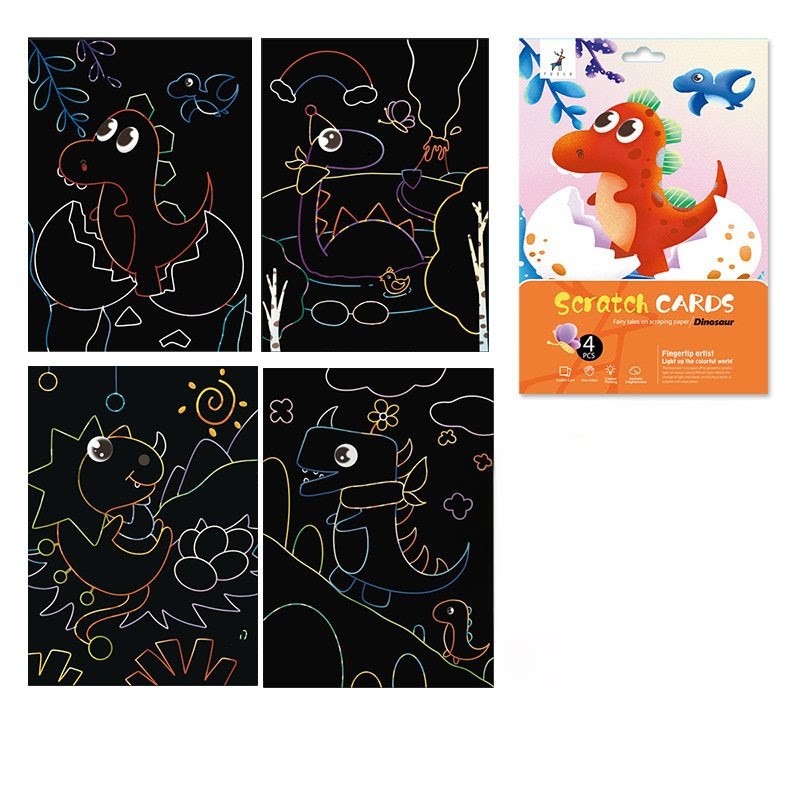 uşaqrlar üçün skretç rəsm seti dinozavr, scratch art set dino