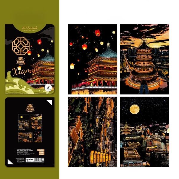 skretç rəsm dəsti sian çin şəhərləri, scratch art set xian