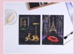 skretç rəsm seti romantik şəhər, scratch art romantic city