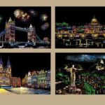 skretç rəsm seti Avropa şəhərləri, scratch art set Europe