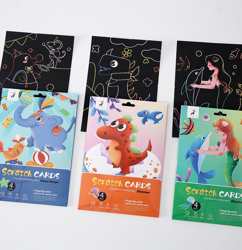 uşaqrlar üçün skretç rəsm seti dinozavr, scratch art set dino
