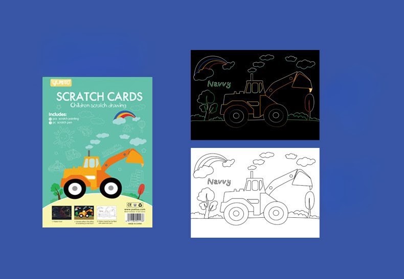 uşaqlar üçün skretç rəngləmə seti maşınlar, scratch art set for kids