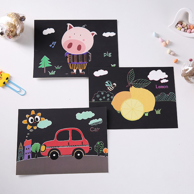 skretç rəngləmə seti heyvanlar, scratch art set for kids